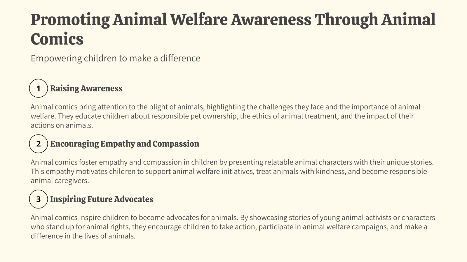 Promoting Animal Welfare Awareness Through Animal Comics