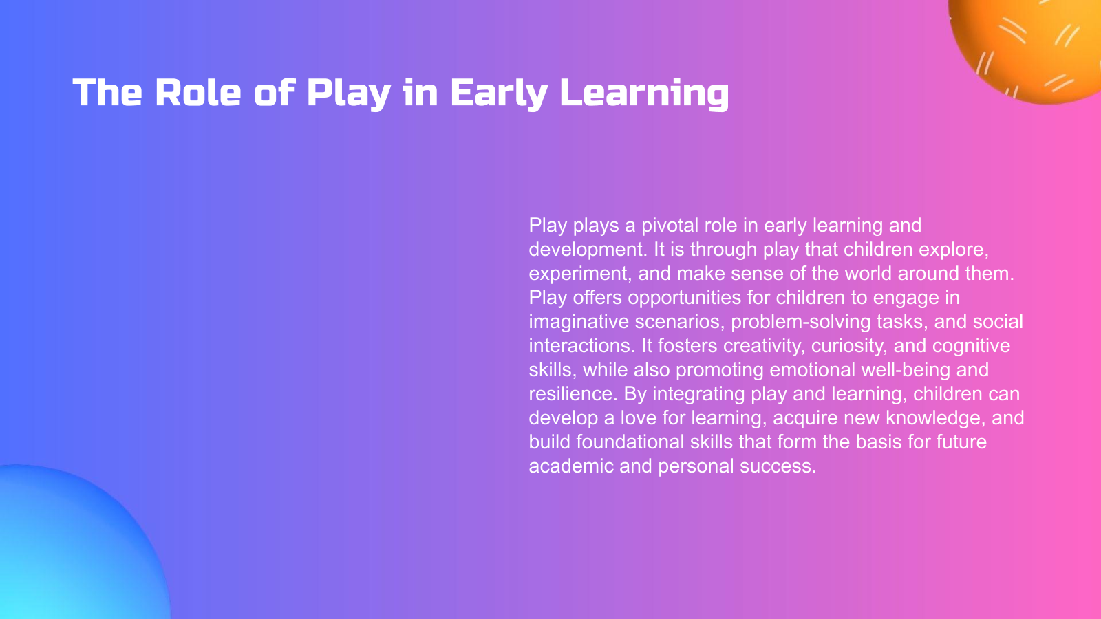 The Role of Play in Early Learning