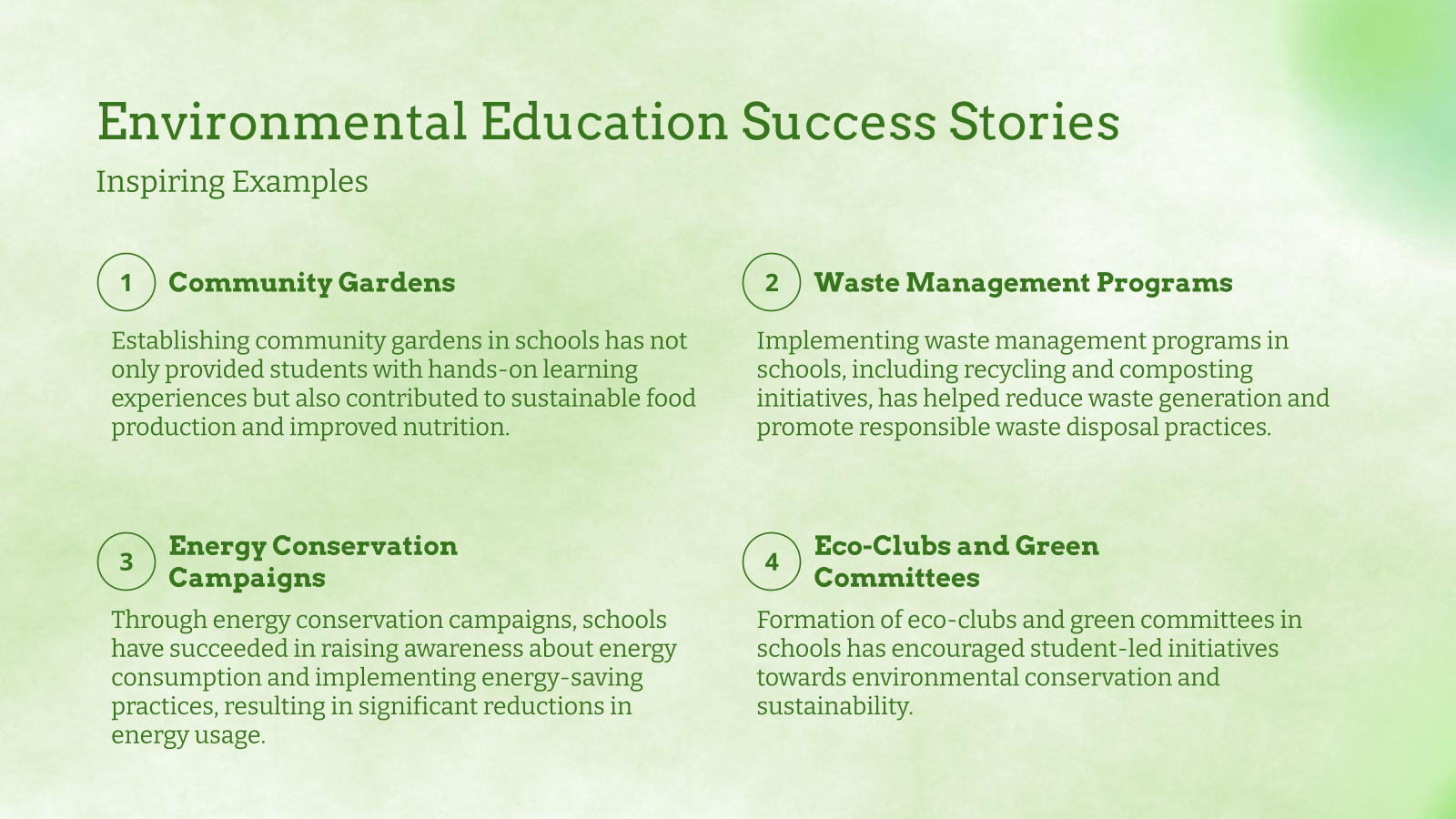 Environmental Education Success Stories