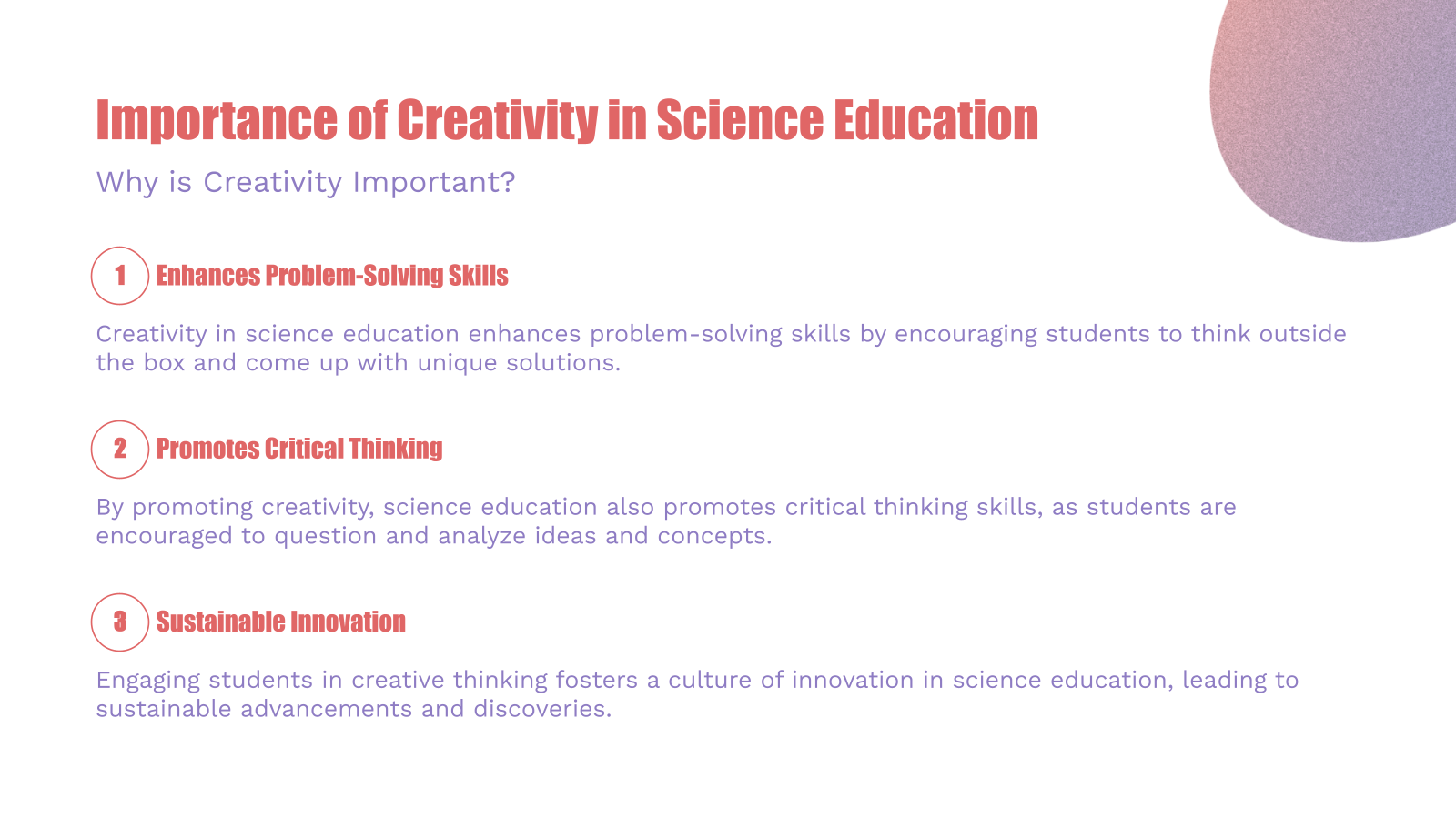 Importance of Creativity in Science Education