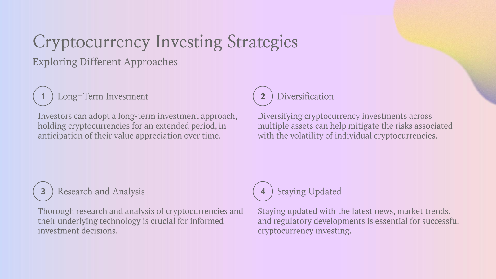 Cryptocurrency Investing Strategies