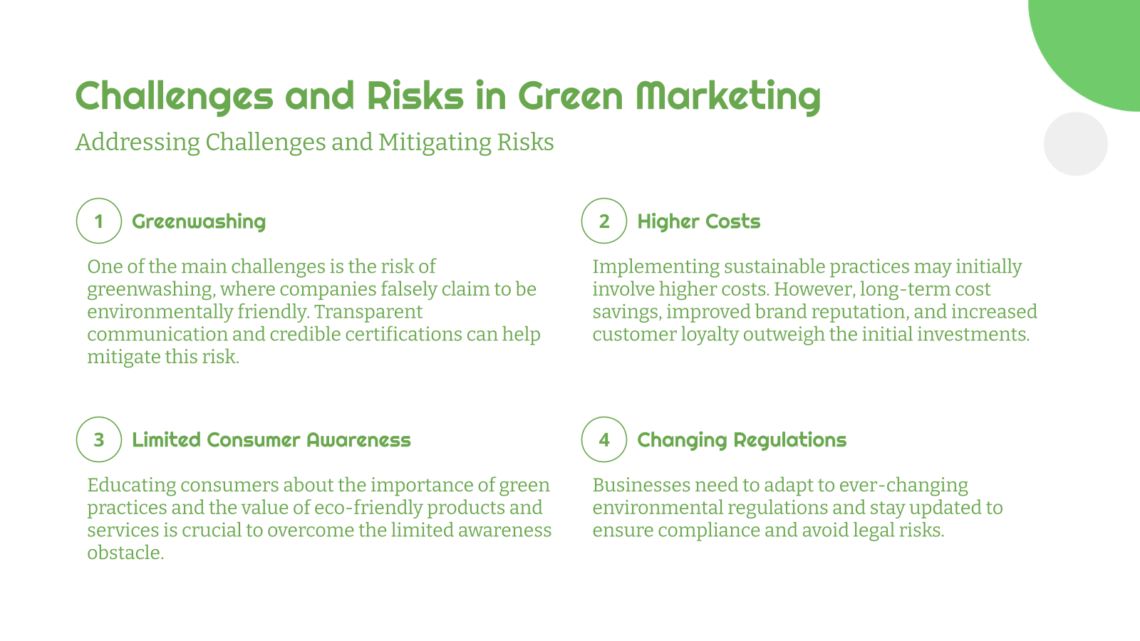 Challenges and Risks in Green Marketing