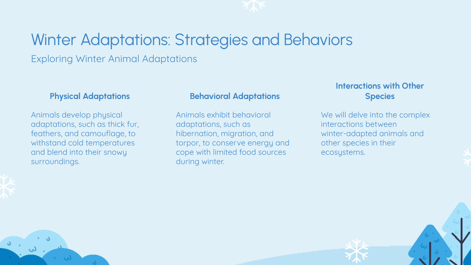 Winter Adaptations: Strategies and Behaviors