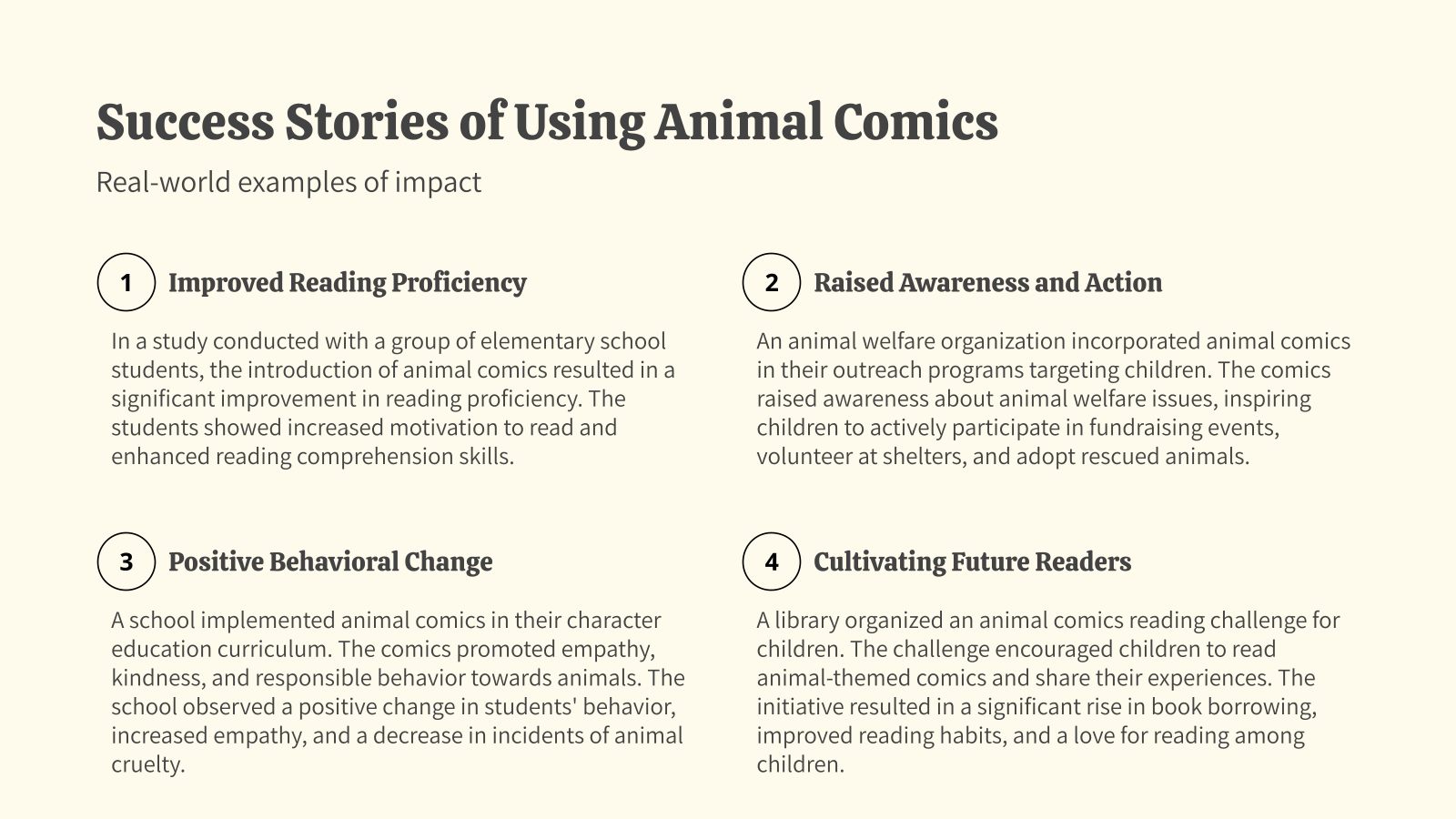 Success Stories of Using Animal Comics