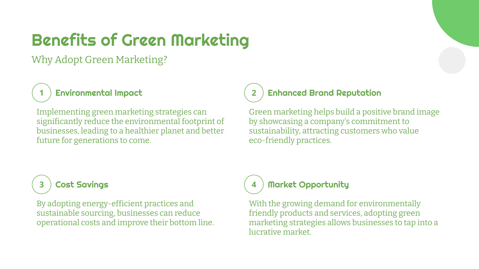Benefits of Green Marketing