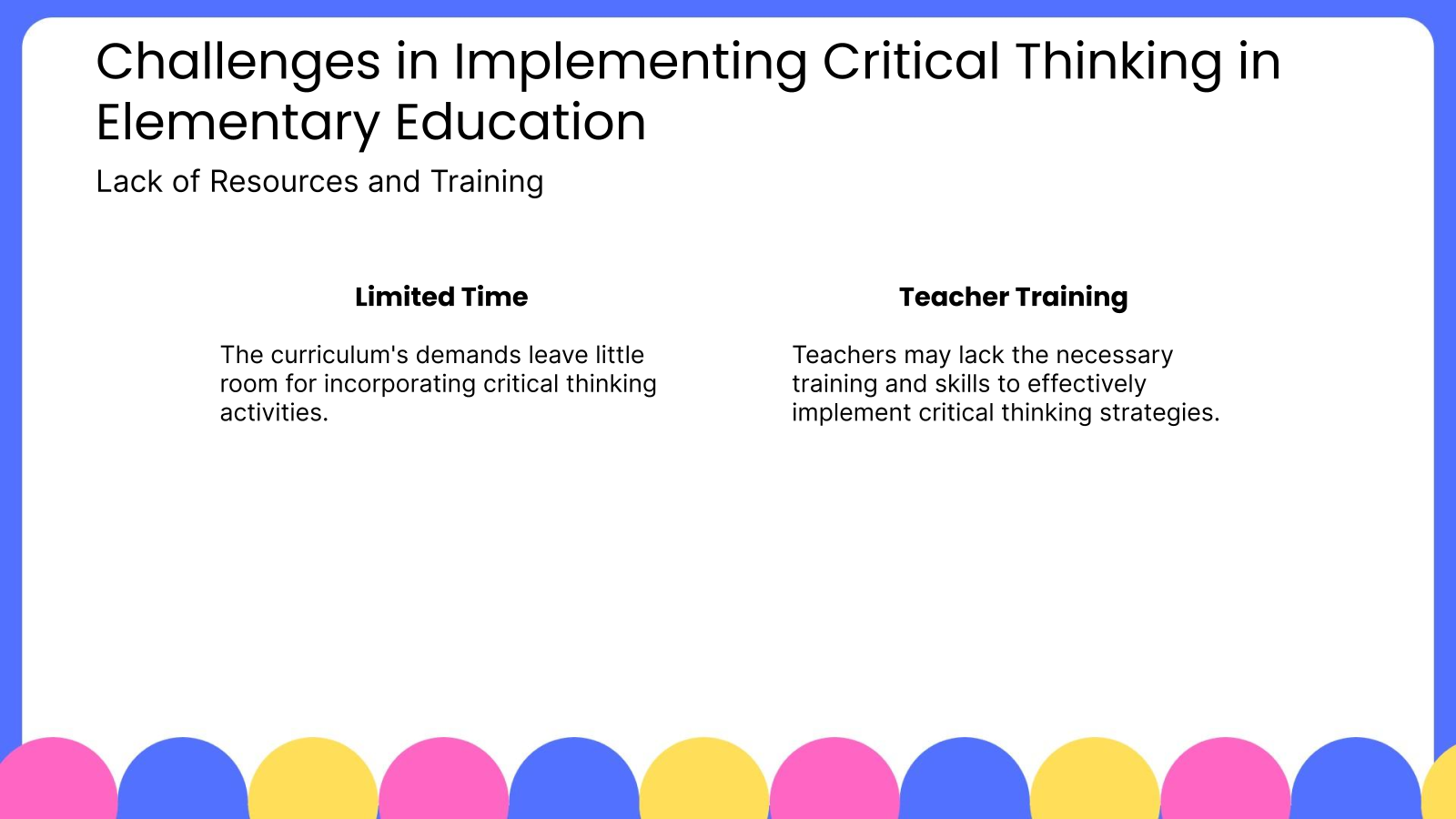 Challenges in Implementing Critical Thinking in Elementary Education