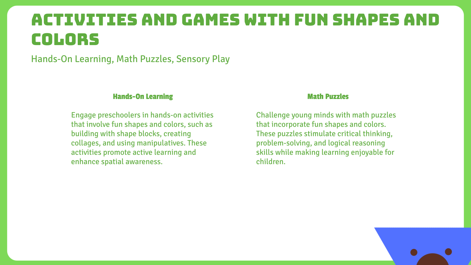 Activities and Games with Fun Shapes and Colors